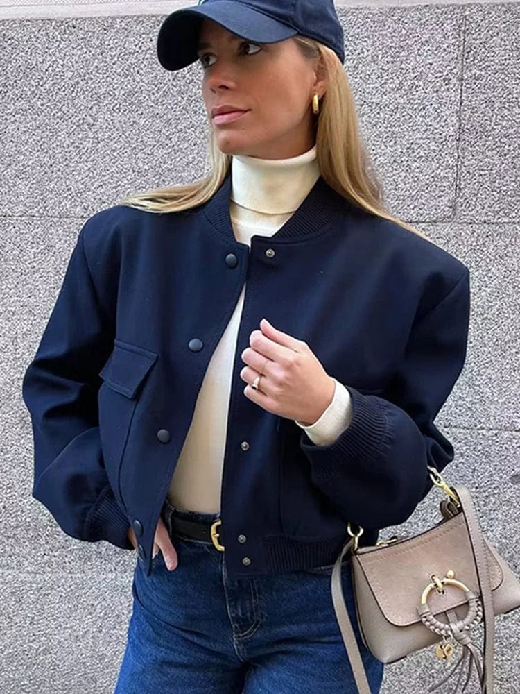 Dame Elegant Kort Overgangsjakke - Med knaplukning