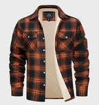 MEELANO Elegant Herre Flannelsjakke I Vintage Stil Med Fleeceforing Orange