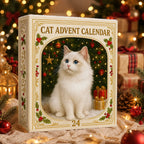MEELANO Julekalender til Katteelskere 2026 – Adventskalender med 24 Kattefigurer i Julemotiver, Gave til Kattefans