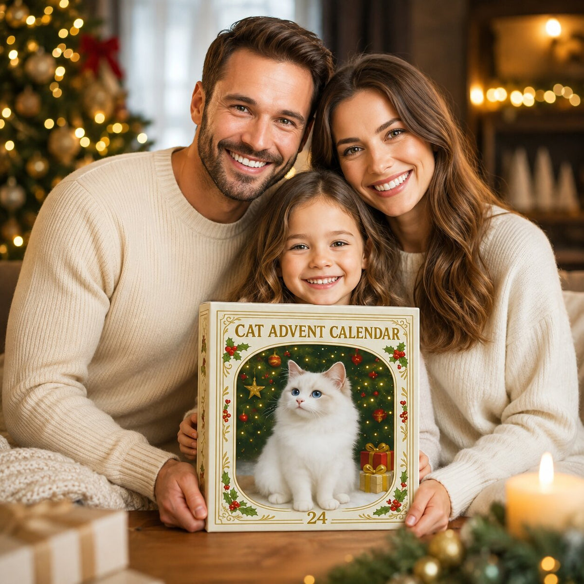 MEELANO Julekalender til Katteelskere 2026 – Adventskalender med 24 Kattefigurer i Julemotiver, Gave til Kattefans