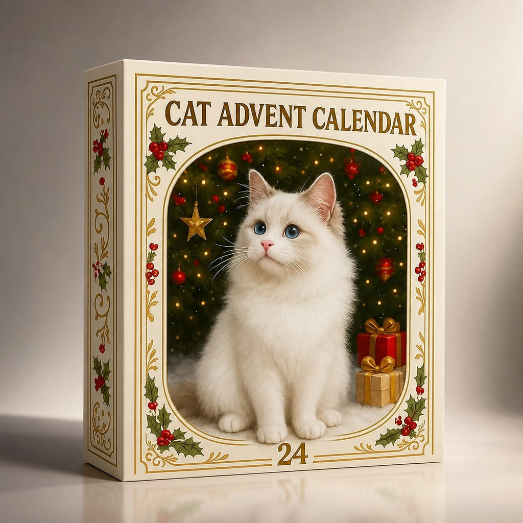 MEELANO Julekalender til Katteelskere 2026 – Adventskalender med 24 Kattefigurer i Julemotiver, Gave til Kattefans