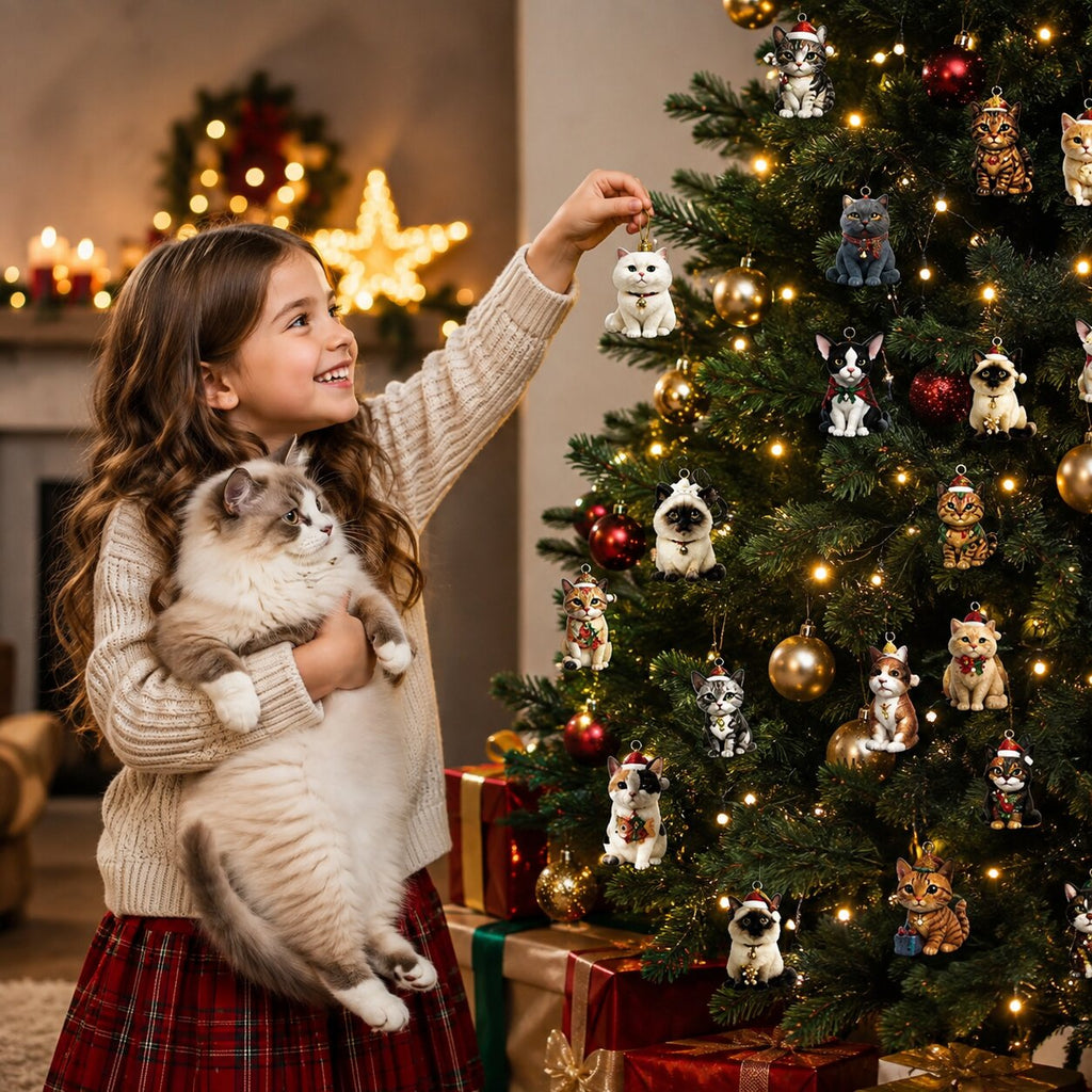 MEELANO Julekalender til Katteelskere 2026 – Adventskalender med 24 Kattefigurer i Julemotiver, Gave til Kattefans