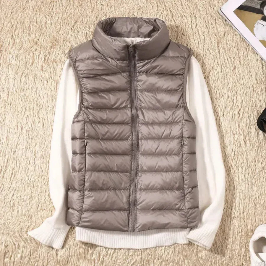 MEELANO Vindtæt Bodywarmer til Kvinder - Med praktisk lynlås Khaki