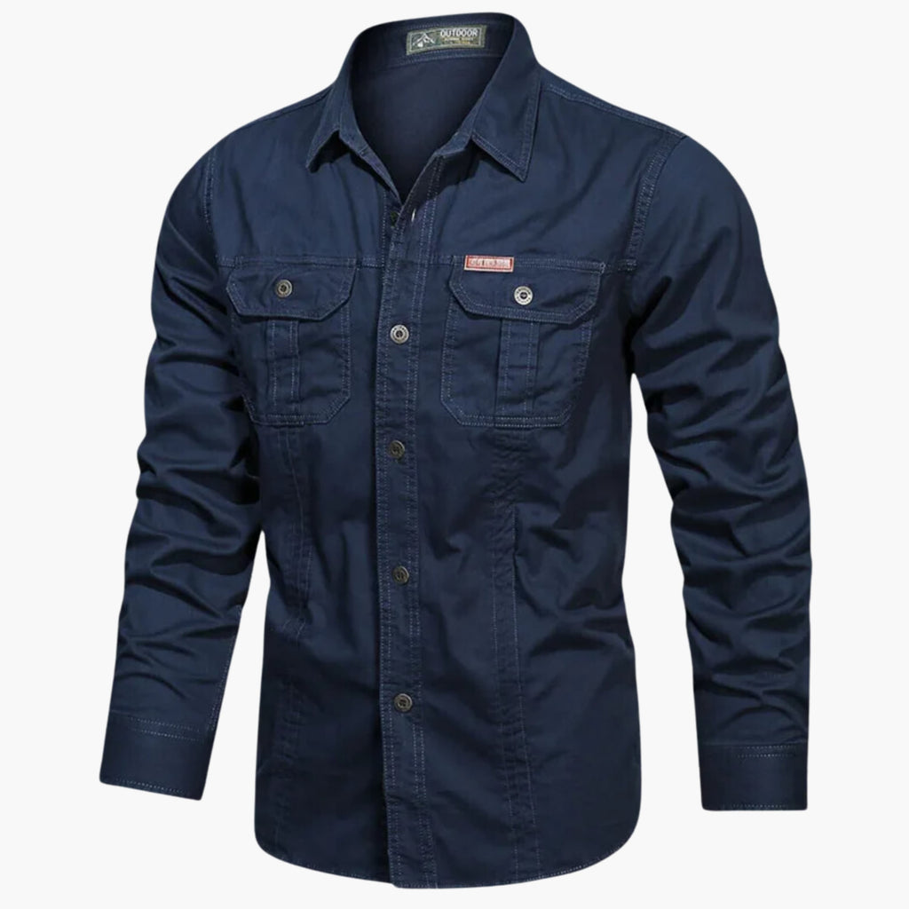 MEELANO Calico | Outdoor Skjorte med Brystlommer og Knaplukning – Holdbar & Stilfuld til Hverdag og Fritid Blå