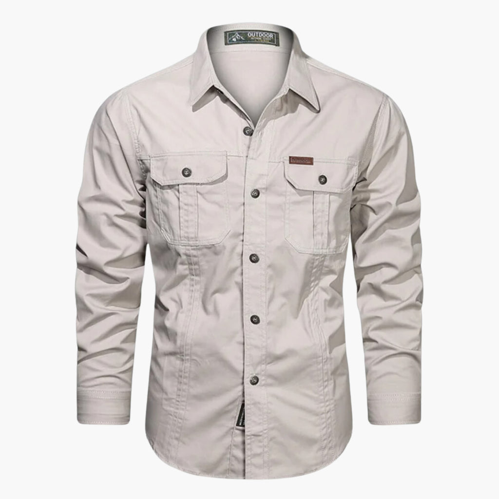 MEELANO Calico | Outdoor Skjorte med Brystlommer og Knaplukning – Holdbar & Stilfuld til Hverdag og Fritid Beige