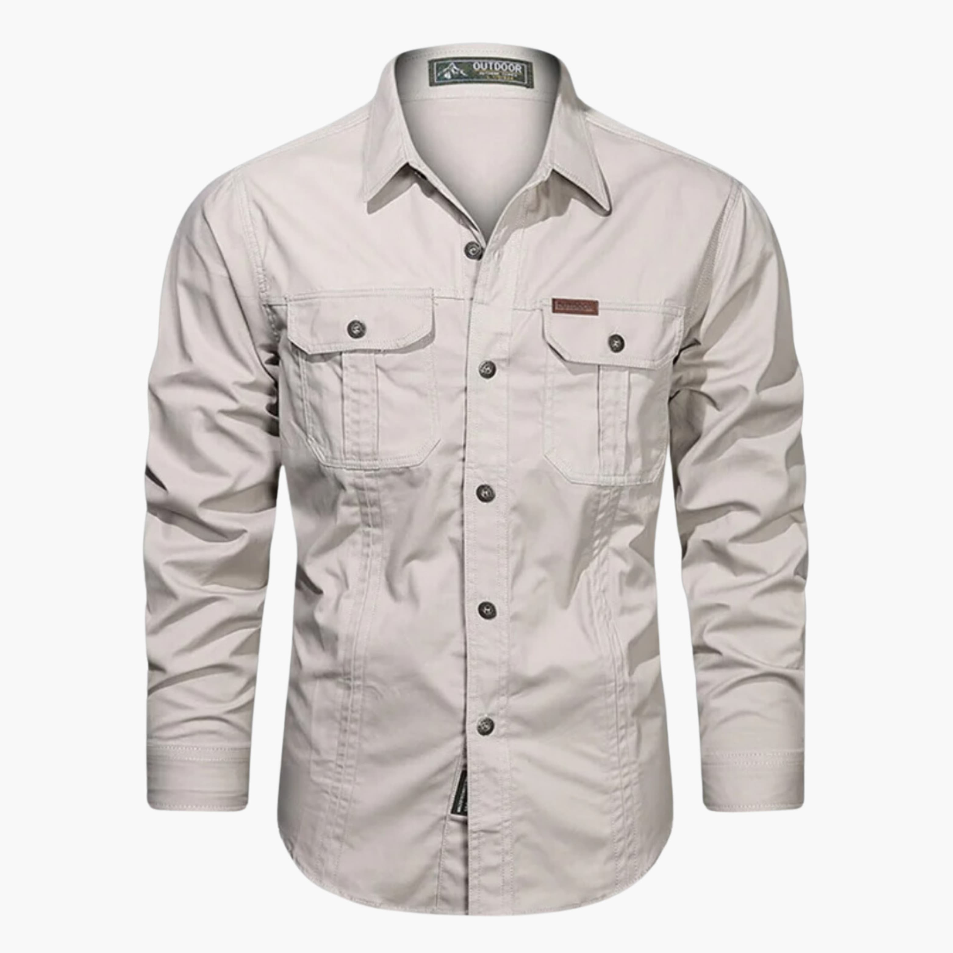MEELANO Calico | Outdoor Skjorte med Brystlommer og Knaplukning – Holdbar & Stilfuld til Hverdag og Fritid Beige