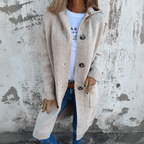 MEELANO Dame Lang Strikcardigan - Varm og Blød til Efteråret Beige