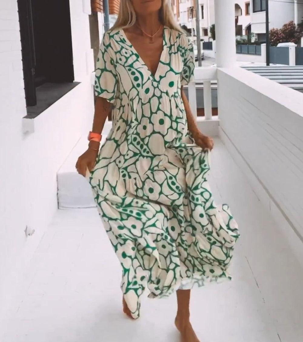 MEELANO Bonera | Maxikjole til damer – Elegant Blomsterprint, Flydende Silhuet & Tidløs Graciøsitet