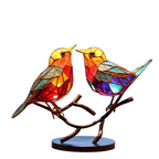 MEELANO Farverige Fugle på Gren Dekorativ Skulptur – Håndlavede Fuglefigurer til Hylde & Vindueskarm, 5 Varianter – ColorBirds Kærlighed
