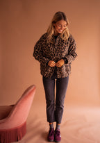 Dame Overgangsjakke - Moderigtigt snit med leopard-print