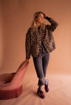 Dame Overgangsjakke - Moderigtigt snit med leopard-print