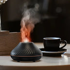 MEELANO Luksus Aroma-Diffuser – Aroma Diffuser & Luftfugter med Blød Flammeeffekt, til Æteriske Olier, Sort eller Hvid – LumoMist