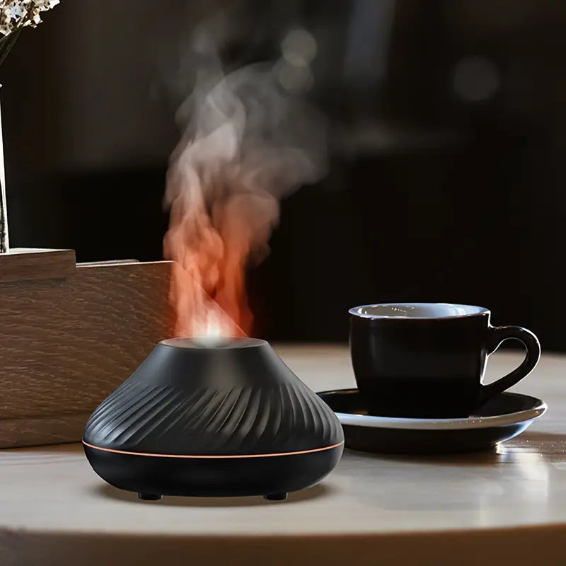 MEELANO Luksus Aroma-Diffuser – Aroma Diffuser & Luftfugter med Blød Flammeeffekt, til Æteriske Olier, Sort eller Hvid – LumoMist