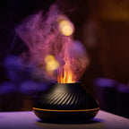 MEELANO Luksus Aroma-Diffuser – Aroma Diffuser & Luftfugter med Blød Flammeeffekt, til Æteriske Olier, Sort eller Hvid – LumoMist