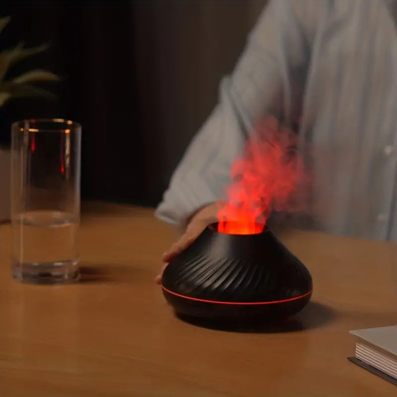 MEELANO Luksus Aroma-Diffuser – Aroma Diffuser & Luftfugter med Blød Flammeeffekt, til Æteriske Olier, Sort eller Hvid – LumoMist