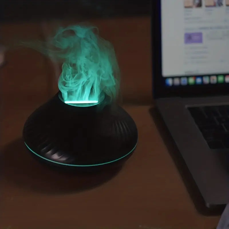 MEELANO Luksus Aroma-Diffuser – Aroma Diffuser & Luftfugter med Blød Flammeeffekt, til Æteriske Olier, Sort eller Hvid – LumoMist