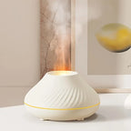 MEELANO Luksus Aroma-Diffuser – Aroma Diffuser & Luftfugter med Blød Flammeeffekt, til Æteriske Olier, Sort eller Hvid – LumoMist Hvid