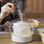 MEELANO Luksus Aroma-Diffuser med LED-Belysning – Duftdiffuser med Stemningslys, Isbjerg eller Rose Design – AromaGlow
