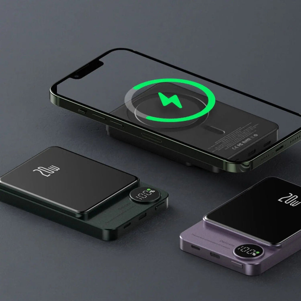 MEELANO Slank Powerbank Trådløs Magnetisk Oplader Hurtig Opladning