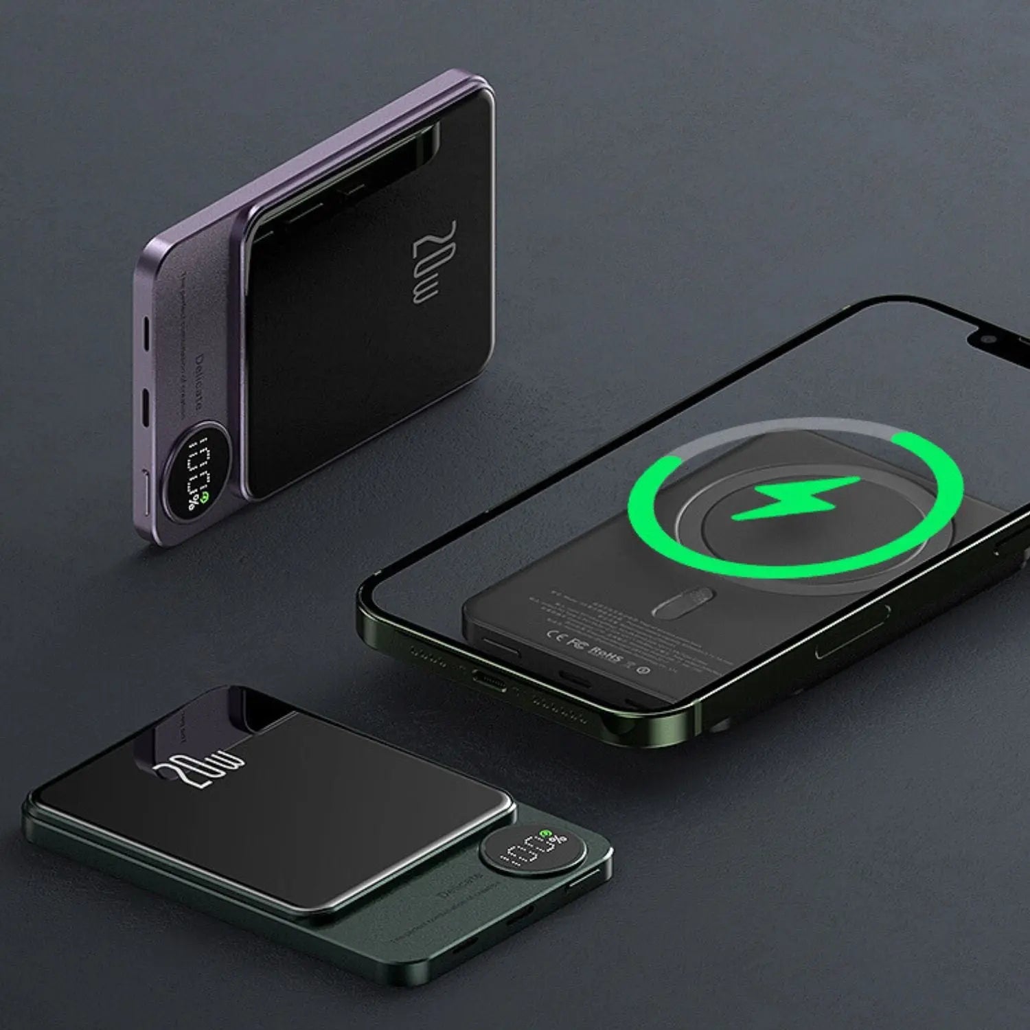 MEELANO Slank Powerbank Trådløs Magnetisk Oplader Hurtig Opladning