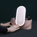 MEELANO Makeupkuffert med LED Spejl – Rejse Makeup Taske med Lys og Justerbare Rum, Pink, Hvid eller Farveovergang – Lumivault