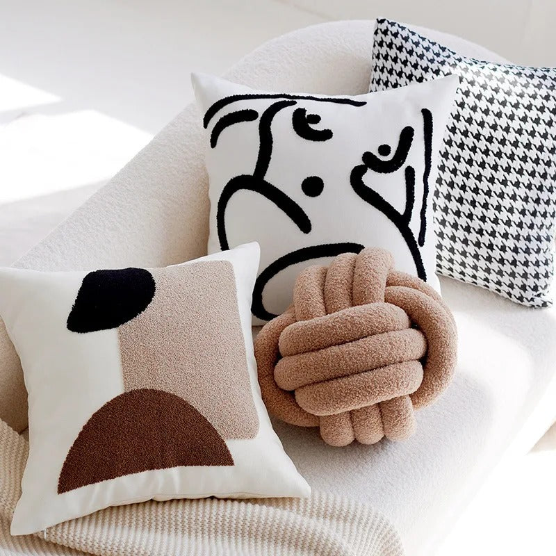 MEELANO Patchwork Pudecover Brun Creme Vintage Stil Kollektion