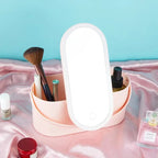 MEELANO Makeupkuffert med LED Spejl – Rejse Makeup Taske med Lys og Justerbare Rum, Pink, Hvid eller Farveovergang – Lumivault