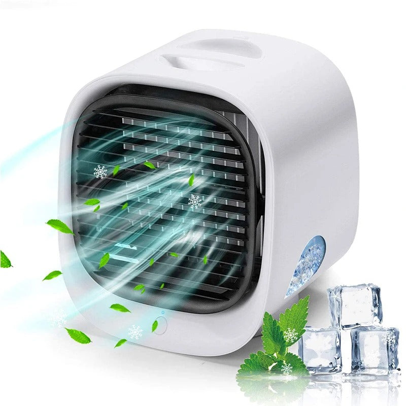 Kompakt Aircooler – 2-i-1 Luftkøler og Luftfugter til Hjem eller Kontor – Stille Mini Aircondition til Skrivebord & Natbord