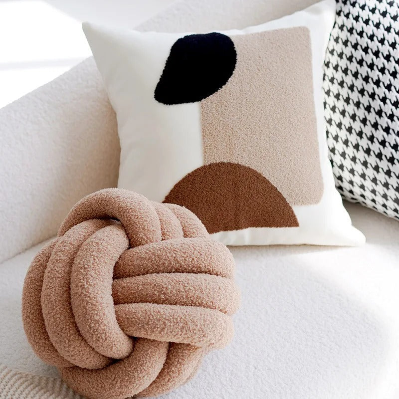 MEELANO Patchwork Pudecover Brun Creme Vintage Stil Kollektion