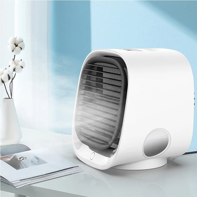Kompakt Aircooler – 2-i-1 Luftkøler og Luftfugter til Hjem eller Kontor – Stille Mini Aircondition til Skrivebord & Natbord