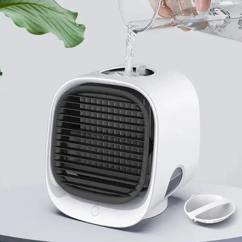 Kompakt Aircooler – 2-i-1 Luftkøler og Luftfugter til Hjem eller Kontor – Stille Mini Aircondition til Skrivebord & Natbord