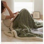Tyk Vinterlammeuldstæppe – Sherpa Fleece Plaid til Sofa & Seng, Varmt & Hyggeligt Tæppe, 4 Størrelser – WarmWool