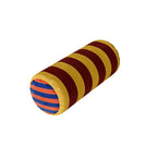 MEELANO Cylindrisk Pude Med Fem Stribede Designs Til Komfort Og Sjov Mørkerød Gul