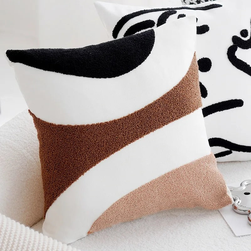 MEELANO Patchwork Pudecover Brun Creme Vintage Stil Kollektion C 45x45cm