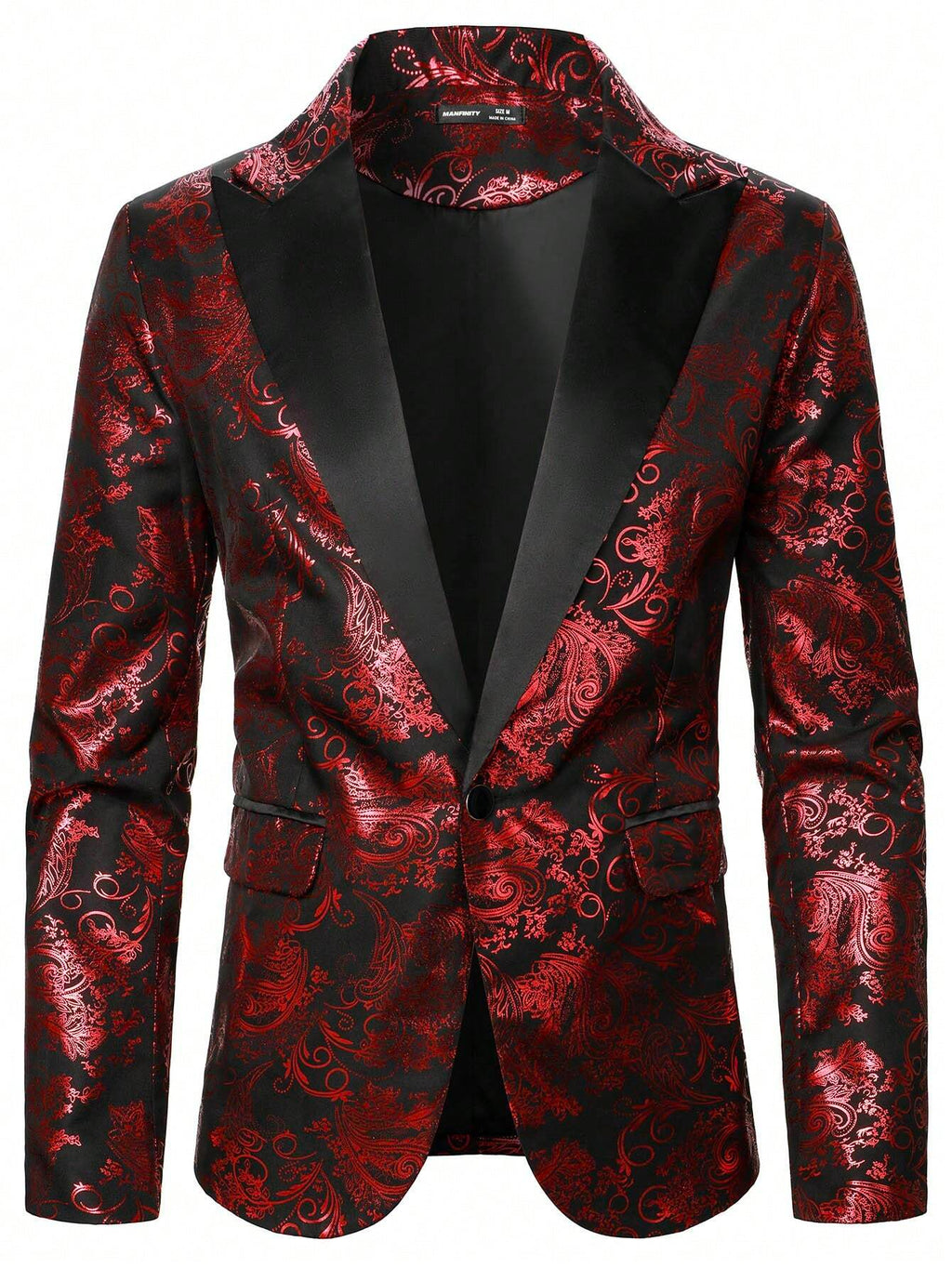 MEELANO Herre Festlig Paisley Blazer Til Festlige Begivenheder Rød