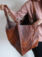 MEELANO Retro Strandtaske – Håndlavet Stor og Rummelig Taske i Klassisk Unikt Design