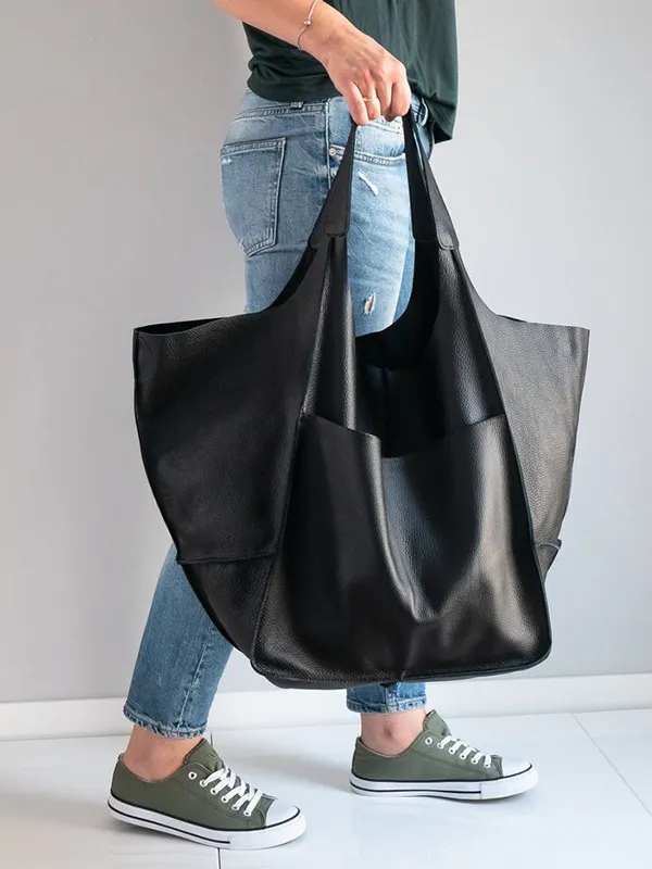 MEELANO Retro Strandtaske – Håndlavet Stor og Rummelig Taske i Klassisk Unikt Design