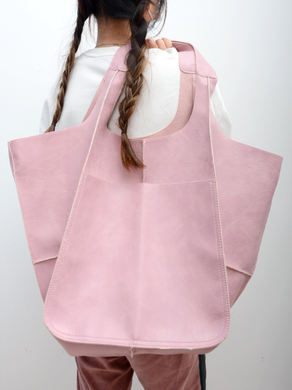 MEELANO Retro Strandtaske – Håndlavet Stor og Rummelig Taske i Klassisk Unikt Design Pink