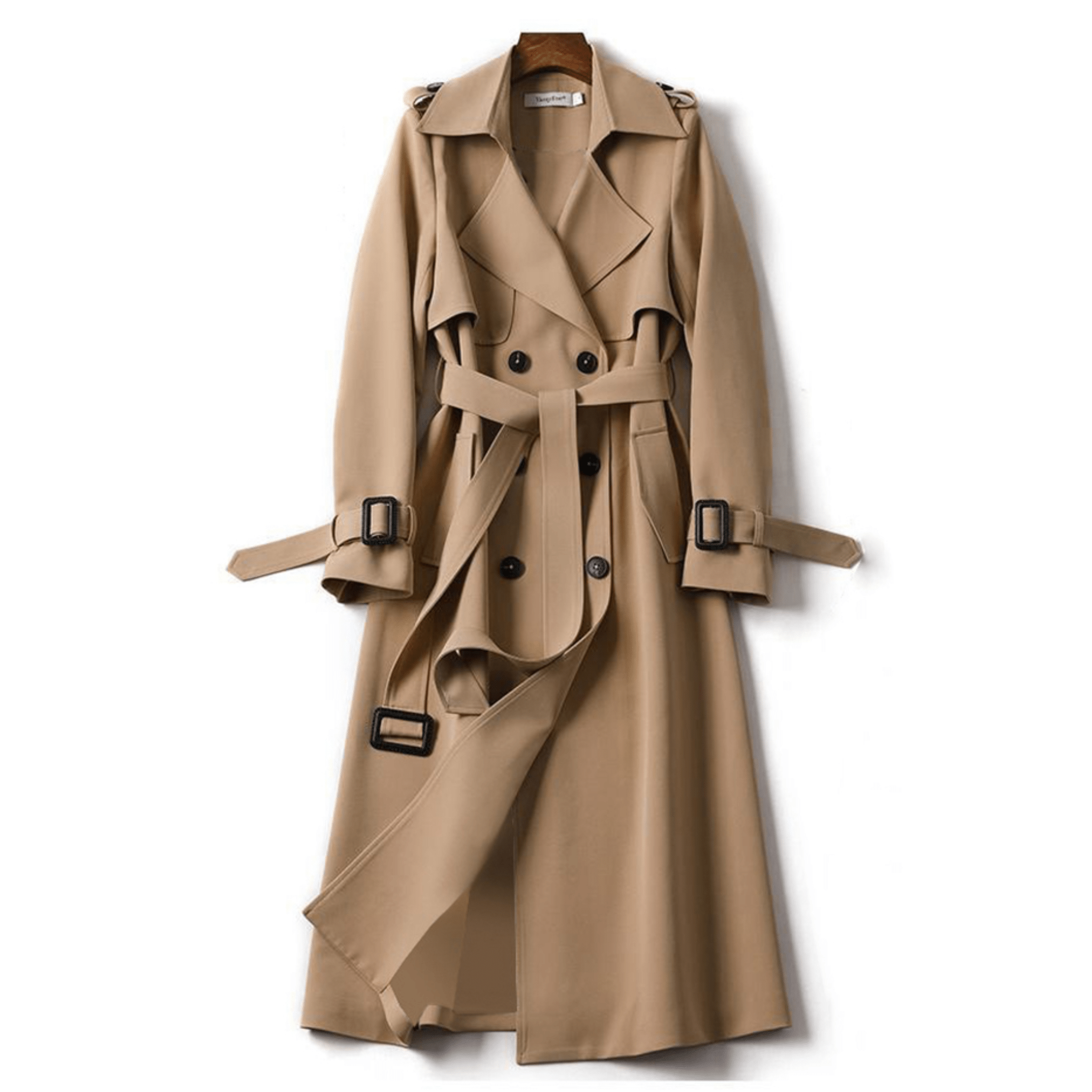 MEELANO Dame Elegant Lang Trenchcoat Til Efterår Med Flatterende Pasform Brun