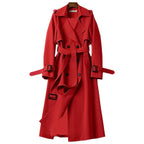 MEELANO Dame Elegant Lang Trenchcoat Til Efterår Med Flatterende Pasform Rød