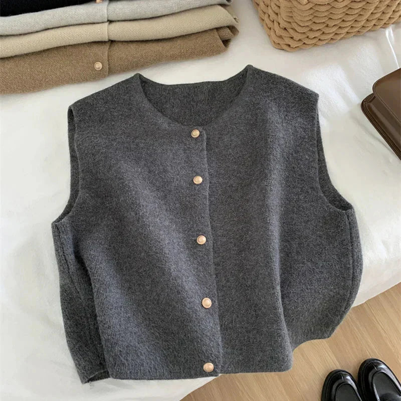 MEELANO Elegant Dame Vest - Kort og Stilfuld Til Hverdag Grå