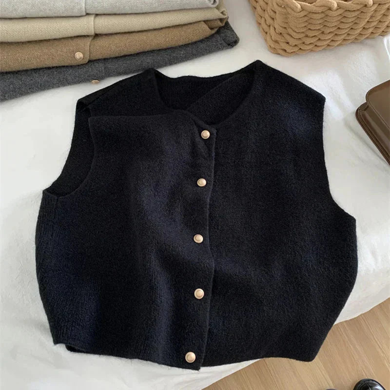 MEELANO Elegant Dame Vest - Kort og Stilfuld Til Hverdag Sort