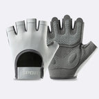 MEELANO Sports- og Fitnesshandsker – Træningshandsker med Halvfinger til Fitness, Kettlebell & Cykling, Unisex, S–L – GripMax Grå