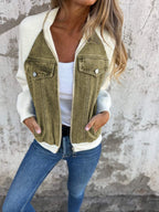 MEELANO Isana | Denimjakke til damer – Moderne Design, Skulpturel Silhuet & Urban Elegance Olivengrøn