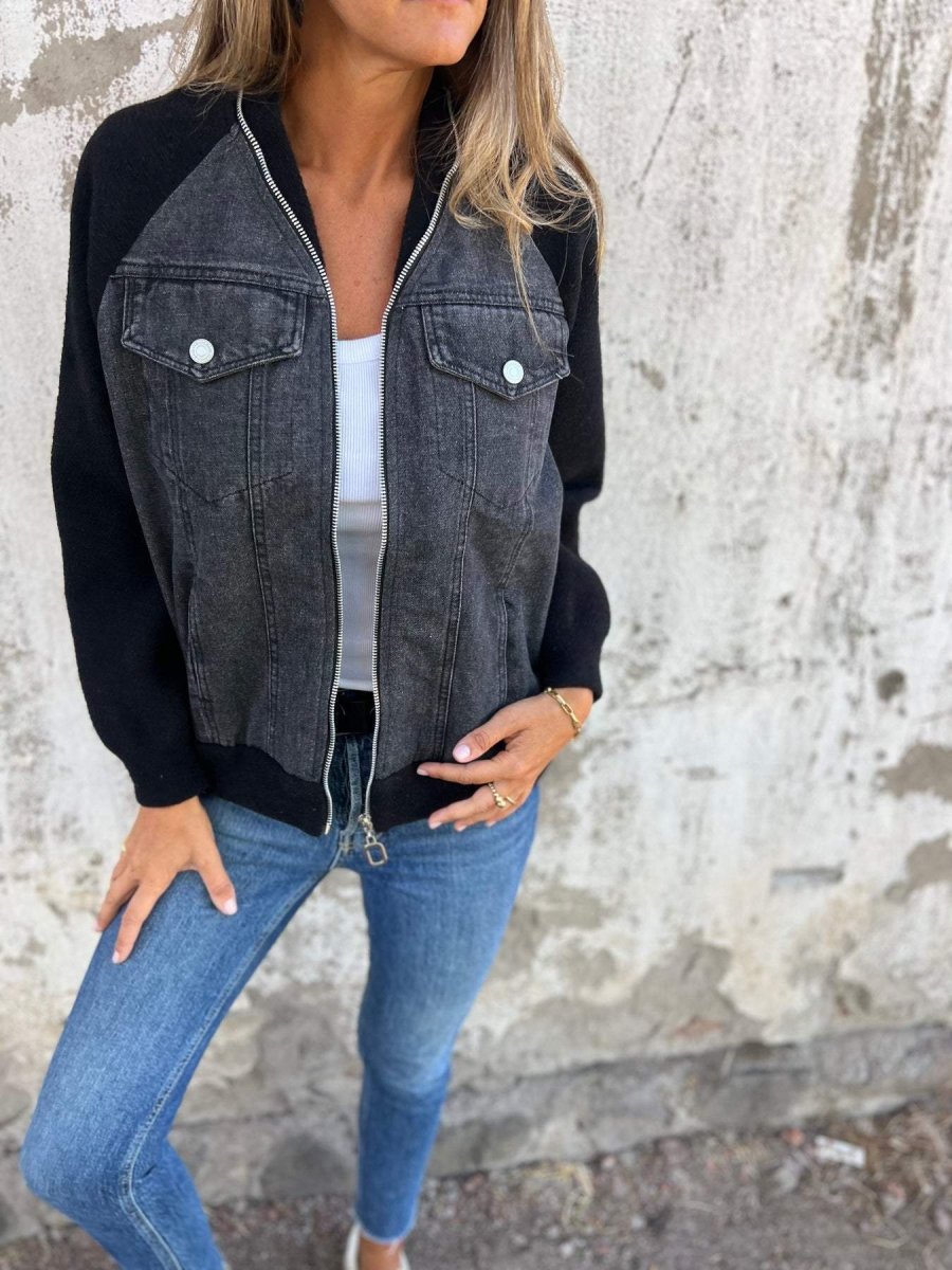 MEELANO Isana | Denimjakke til damer – Moderne Design, Skulpturel Silhuet & Urban Elegance Sort