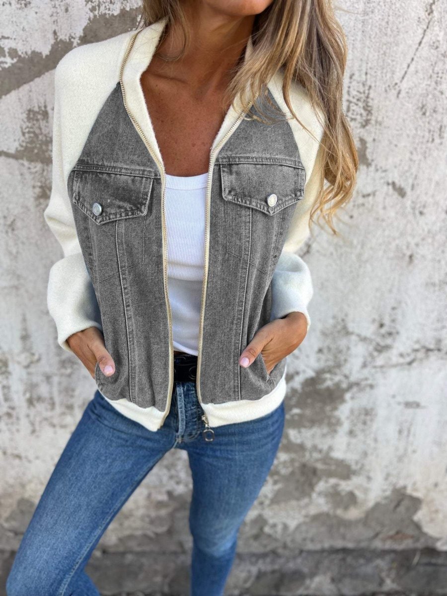 MEELANO Isana | Denimjakke til damer – Moderne Design, Skulpturel Silhuet & Urban Elegance Grå