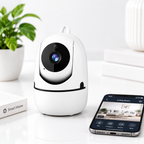 Roterende WiFi-indekamera – Babykamera & Hundekamera med 355° Rotation, Automatisk Tracking, 1080p, Uden Abonnement – HomeView Mini