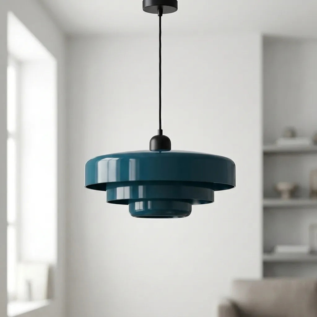 Pendellampe i Metal – Retro Pendel med Dobbelt Skærm i Macaron-farver, E27 3000K, 1 eller 3 Hoveder, 11 Farver