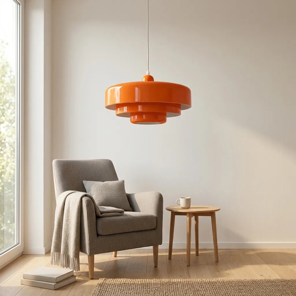 Pendellampe i Metal – Retro Pendel med Dobbelt Skærm i Macaron-farver, E27 3000K, 1 eller 3 Hoveder, 11 Farver
