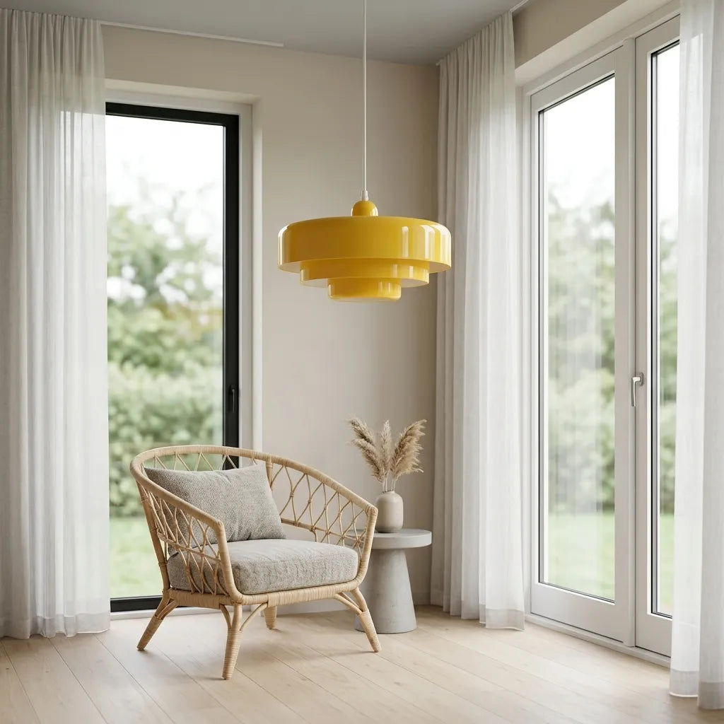 Pendellampe i Metal – Retro Pendel med Dobbelt Skærm i Macaron-farver, E27 3000K, 1 eller 3 Hoveder, 11 Farver